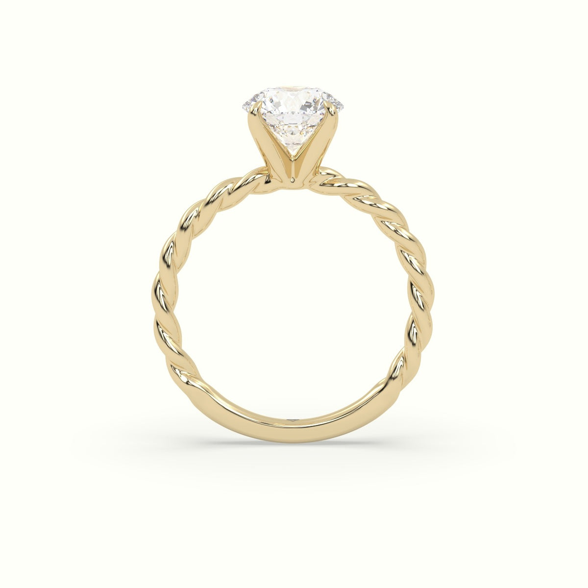 Round Cut Diamond Solitaire Engagement Ring — Yellow Gold