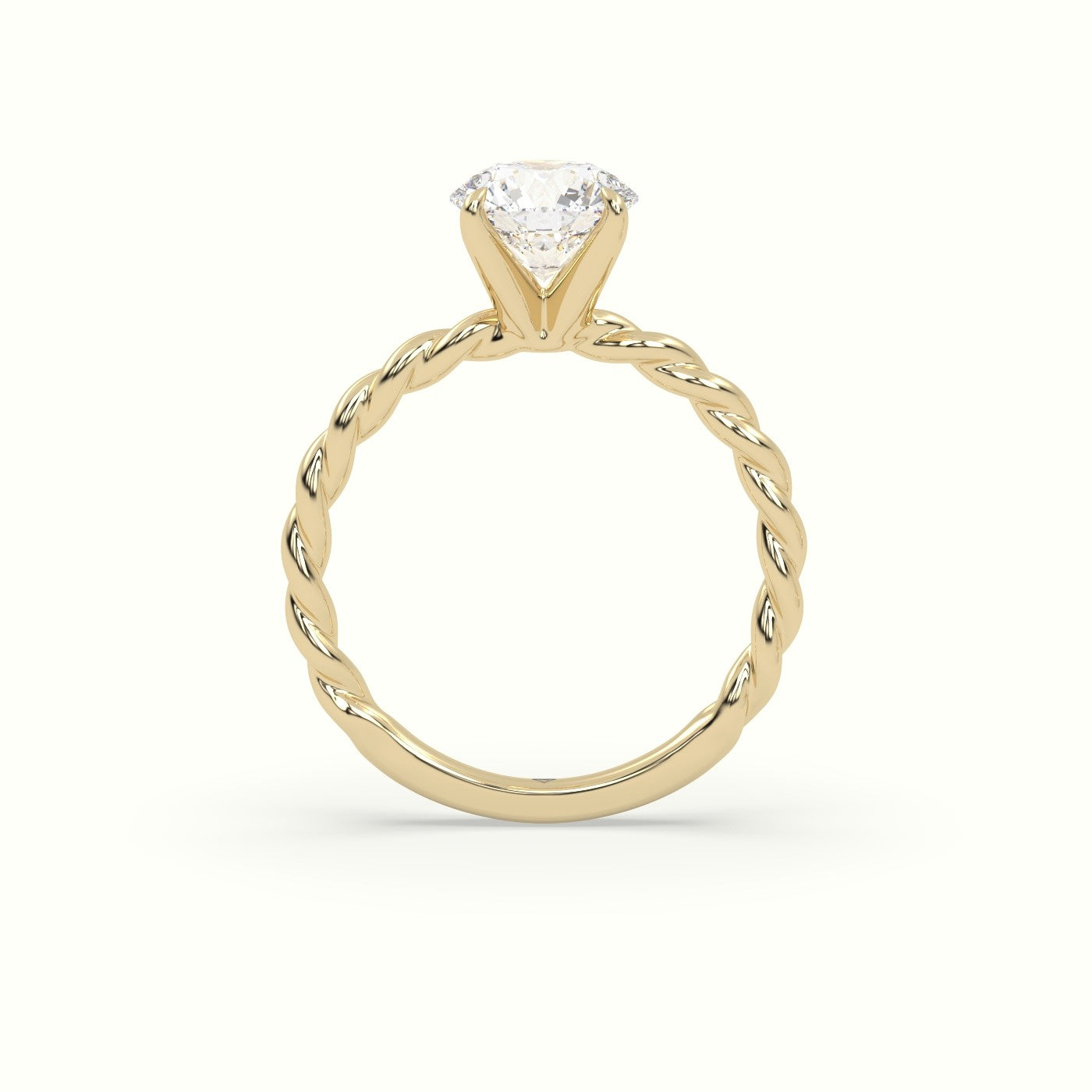 Round Cut Diamond Solitaire Engagement Ring — Yellow Gold