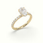 Oval Cut Hidden Halo Side Stone Engagement Ring — Yellow Gold