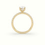 Oval Cut Hidden Halo Side Stone Engagement Ring — Yellow Gold
