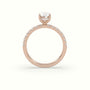 Oval Cut Hidden Halo Side Stone Engagement Ring — Rose Gold
