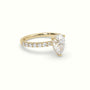 Pear Cut Hidden Halo Side Stone Engagement Ring — Yellow Gold