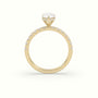 Pear Cut Hidden Halo Side Stone Engagement Ring — Yellow Gold