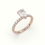 Pear Cut Hidden Halo Side Stone Engagement Ring — Rose Gold