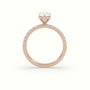Pear Cut Hidden Halo Side Stone Engagement Ring — Rose Gold