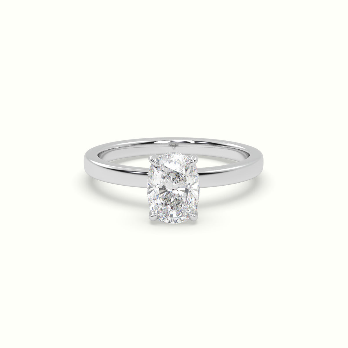 Cushion Cut Hidden Halo Engagement Ring