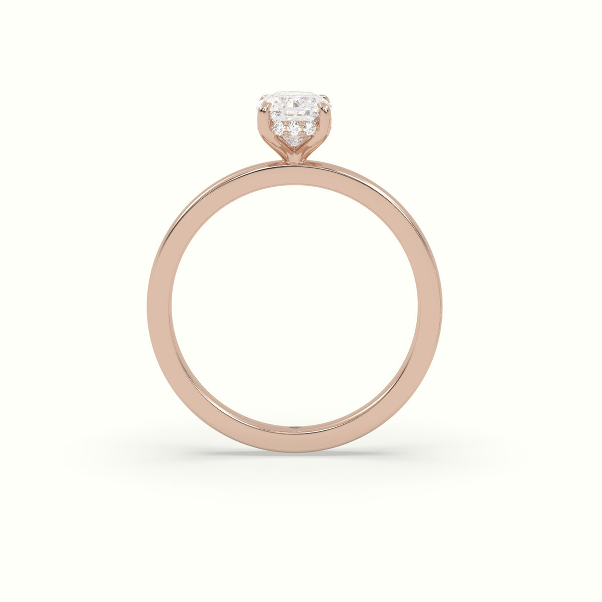 Cushion Cut Hidden Halo Engagement Ring
