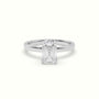Emerald Cut Hidden Halo Engagement Ring — White Gold