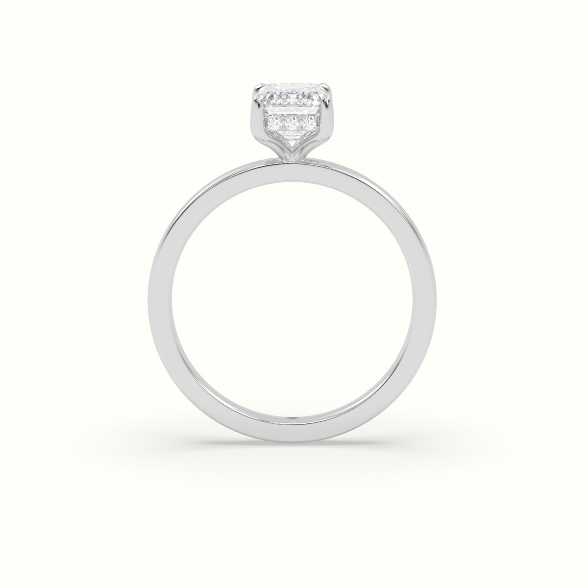 Emerald Cut Hidden Halo Engagement Ring — White Gold
