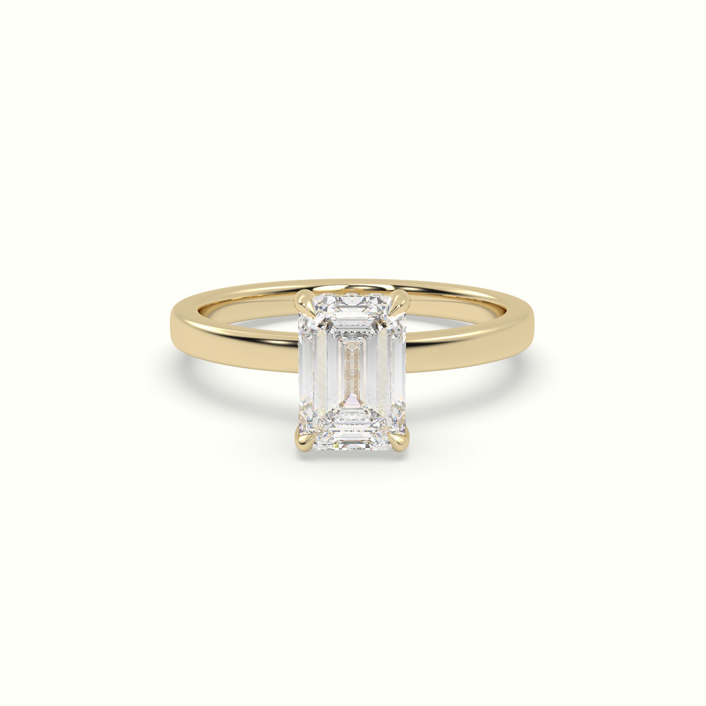 Emerald Cut Hidden Halo Engagement Ring — Yellow Gold