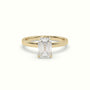 Emerald Cut Hidden Halo Engagement Ring — Yellow Gold