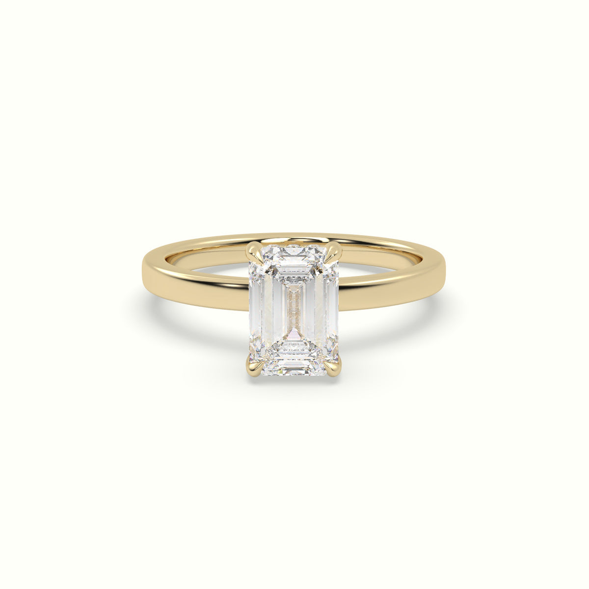 Emerald Cut Hidden Halo Engagement Ring — Yellow Gold