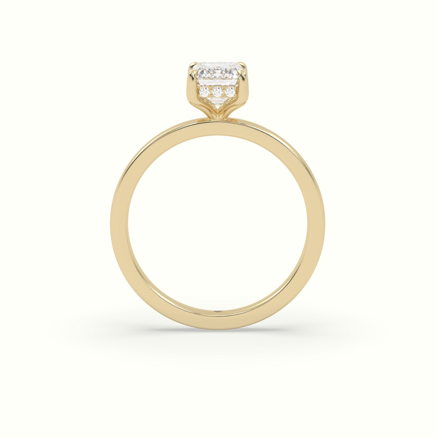 Emerald Cut Hidden Halo Engagement Ring — Yellow Gold
