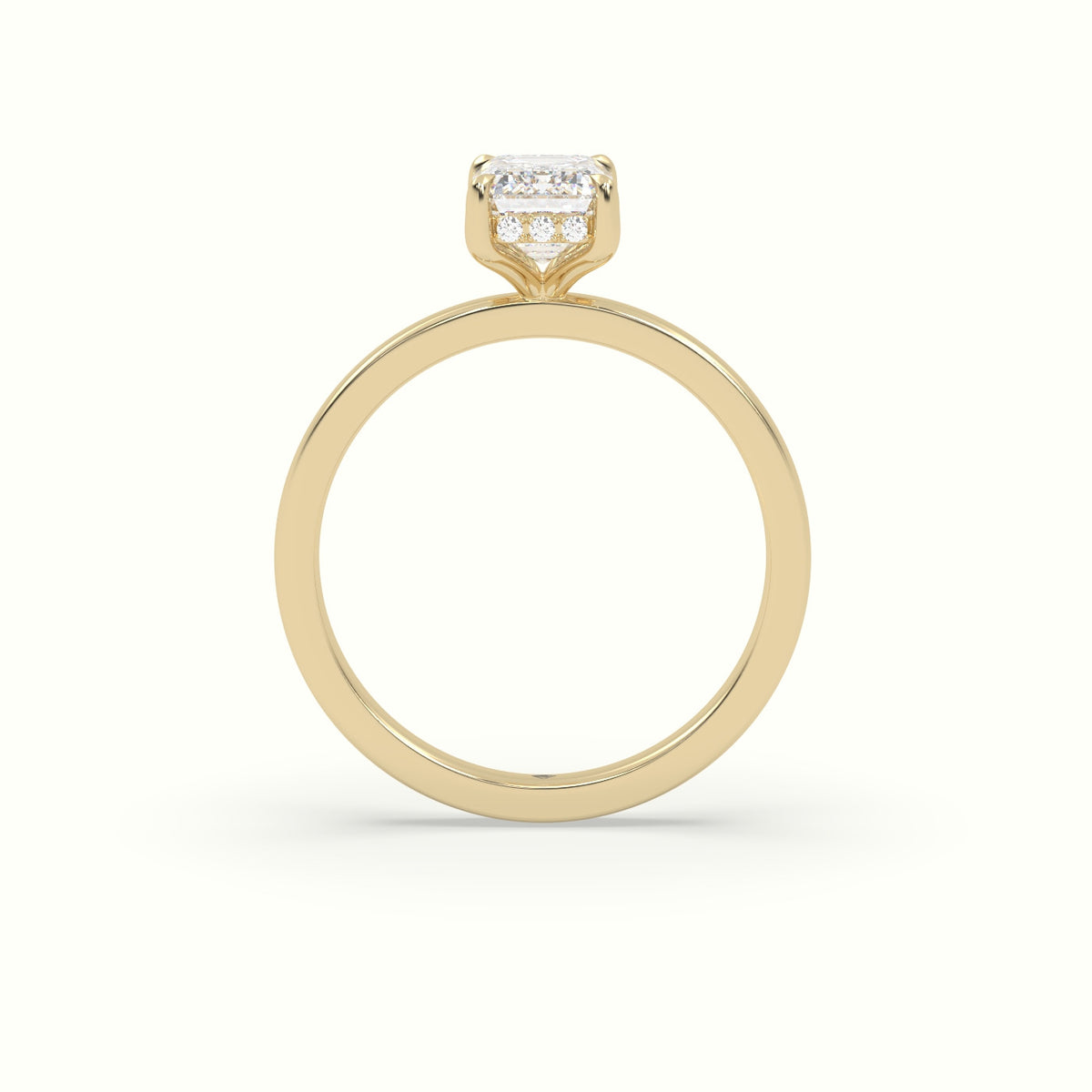 Emerald Cut Hidden Halo Engagement Ring — Yellow Gold