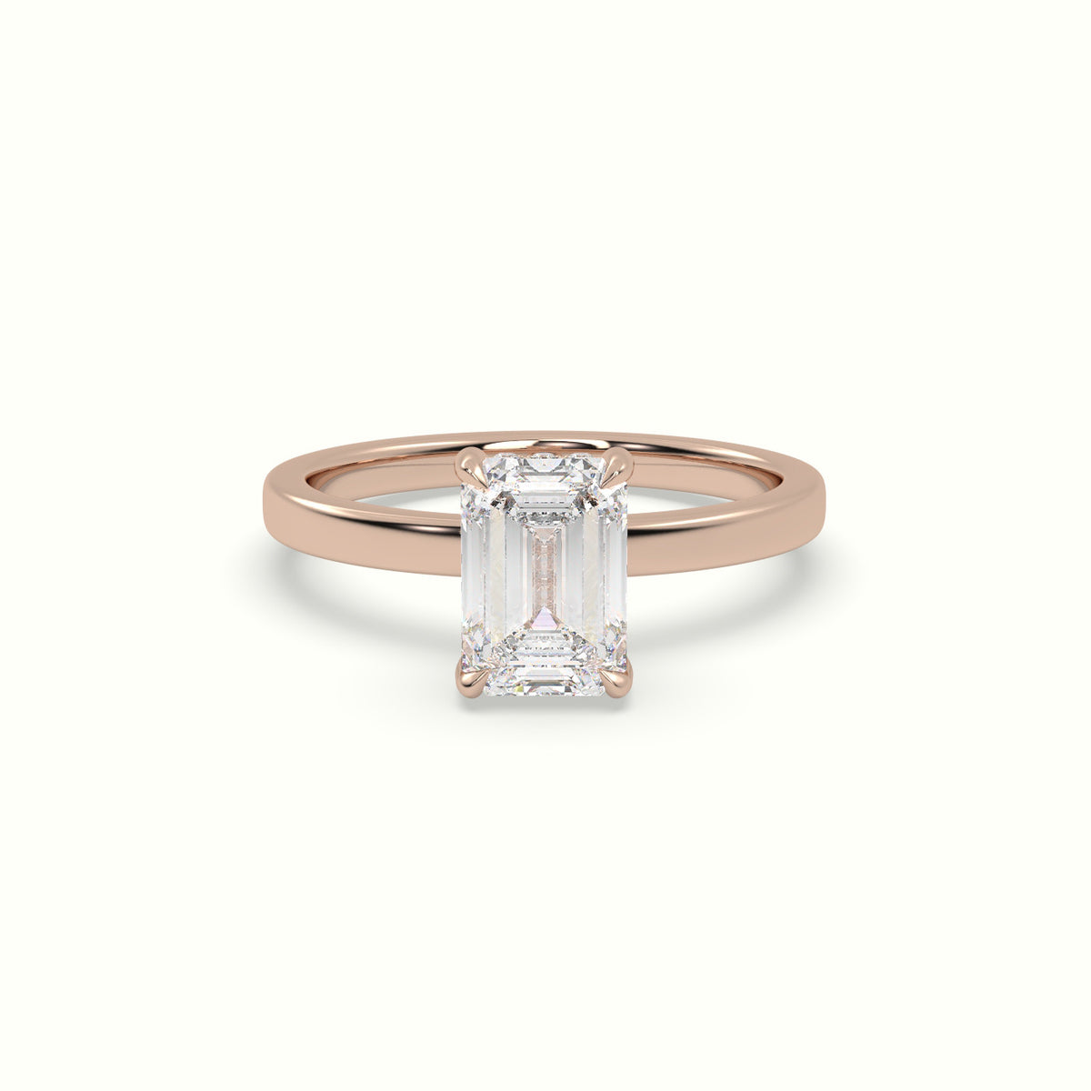 Emerald Cut Hidden Halo Engagement Ring — Rose Gold