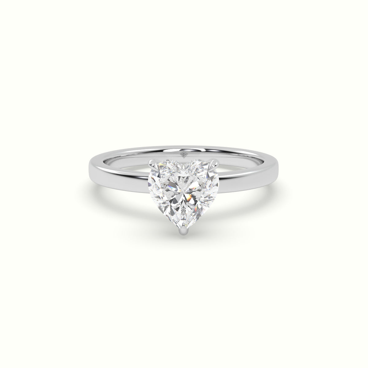 Heart Cut Hidden Halo Engagement Ring — White Gold