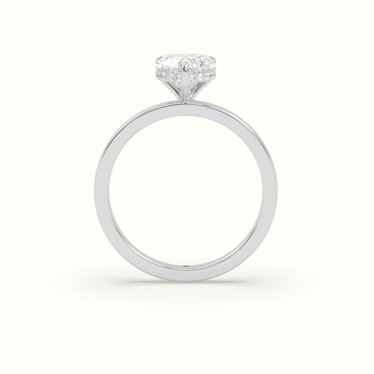 Heart Cut Hidden Halo Engagement Ring — White Gold