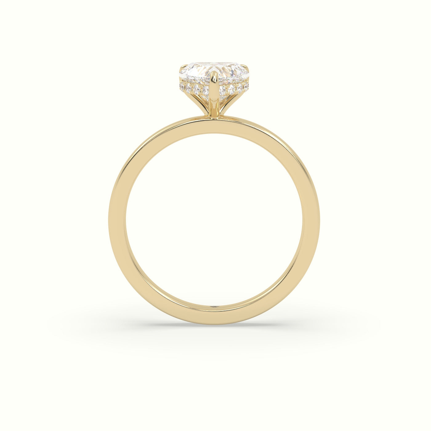Heart Cut Hidden Halo Engagement Ring — Yellow Gold