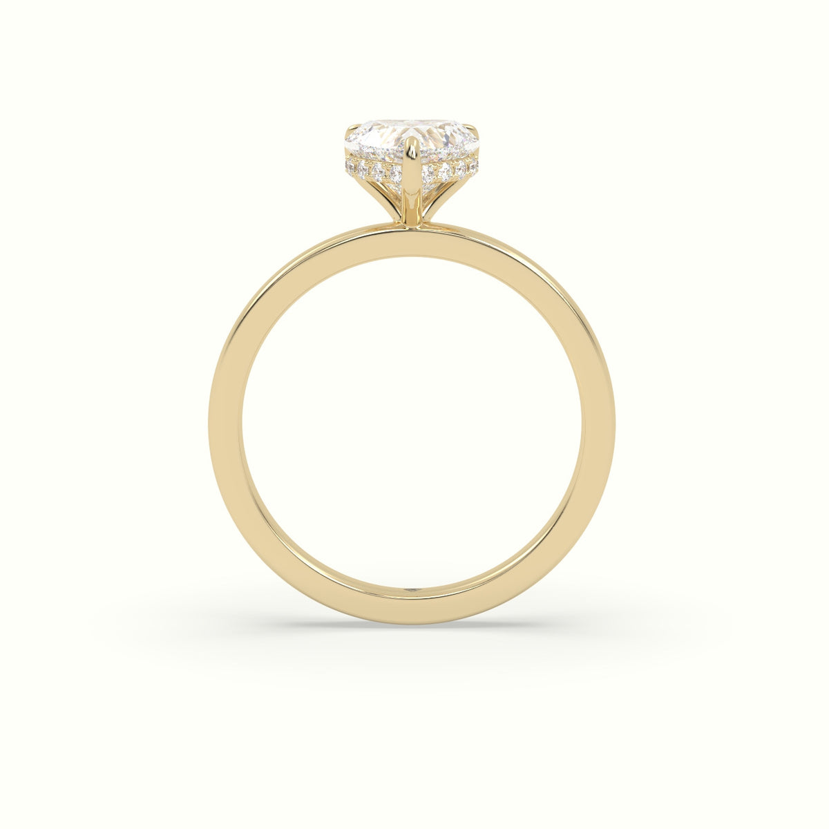 Heart Cut Hidden Halo Engagement Ring — Yellow Gold