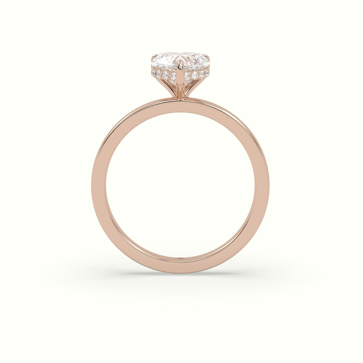 Heart Cut Hidden Halo Engagement Ring — Rose Gold