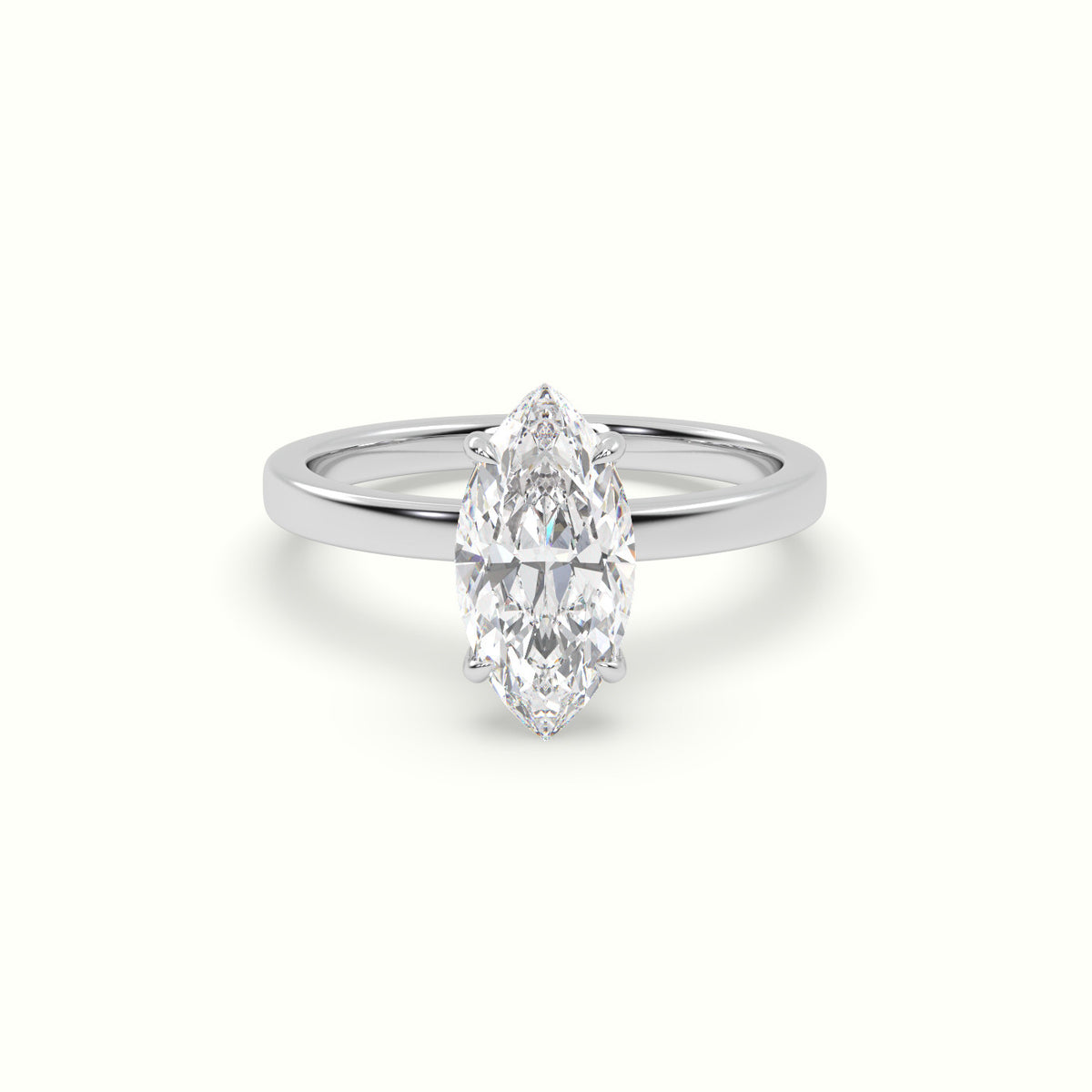 Marquise Cut Hidden Halo Engagement Ring — White Gold