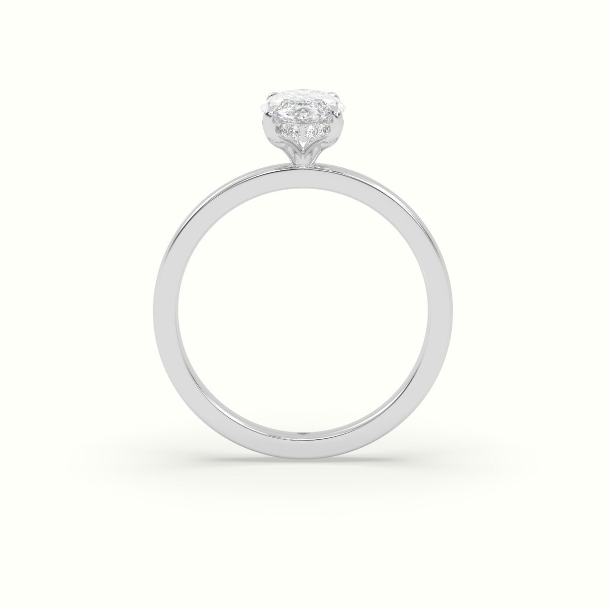 Marquise Cut Hidden Halo Engagement Ring — White Gold