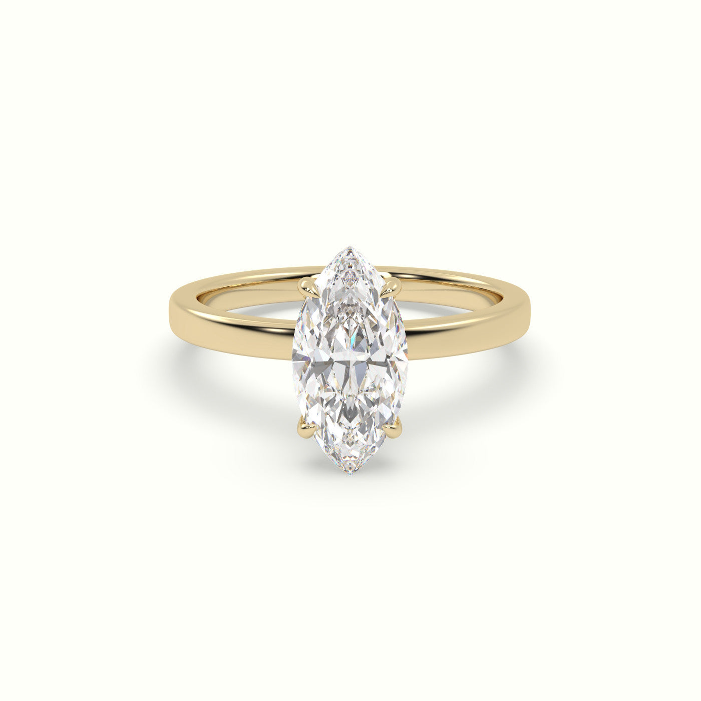 Marquise Cut Hidden Halo Engagement Ring — Yellow Gold