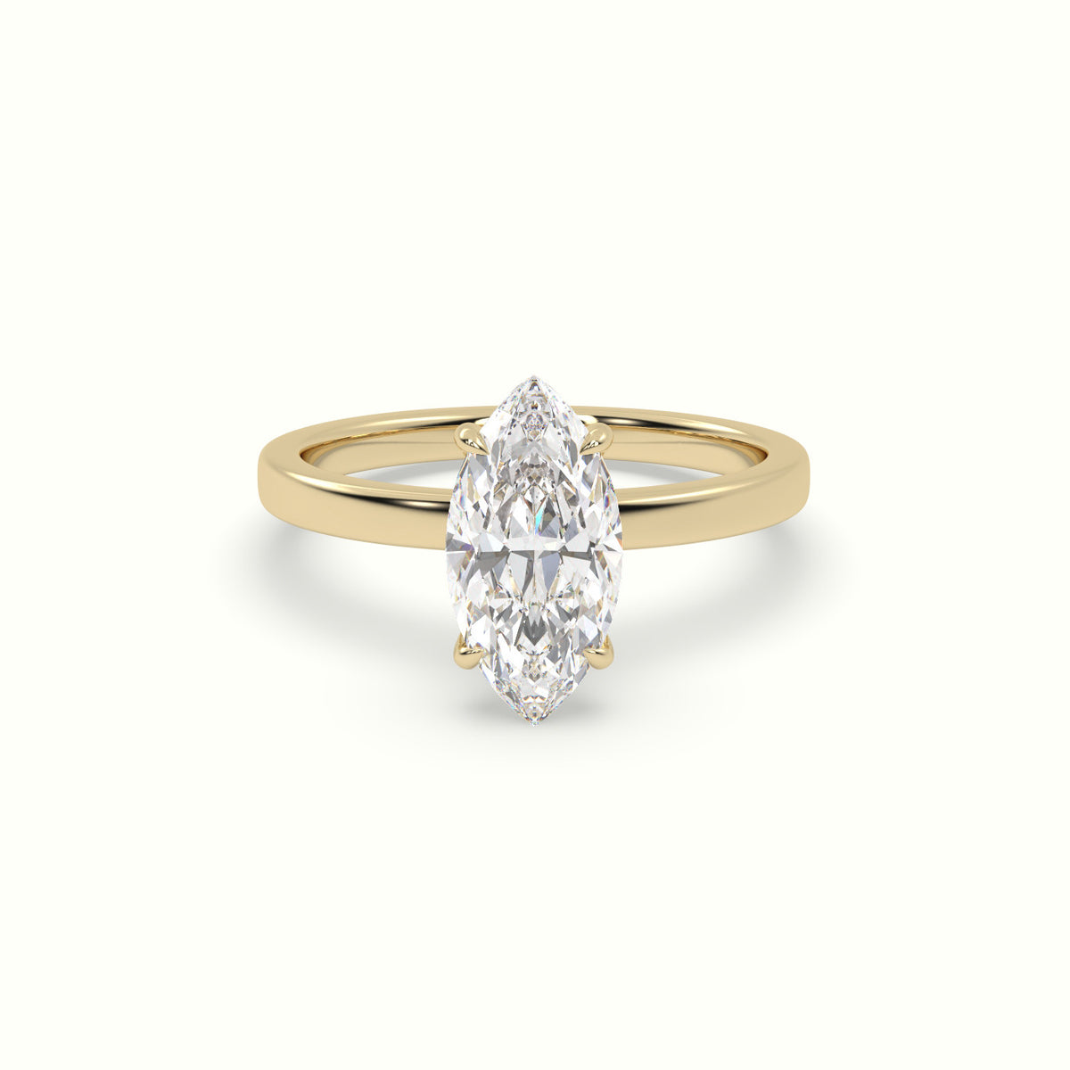 Marquise Cut Hidden Halo Engagement Ring — Yellow Gold