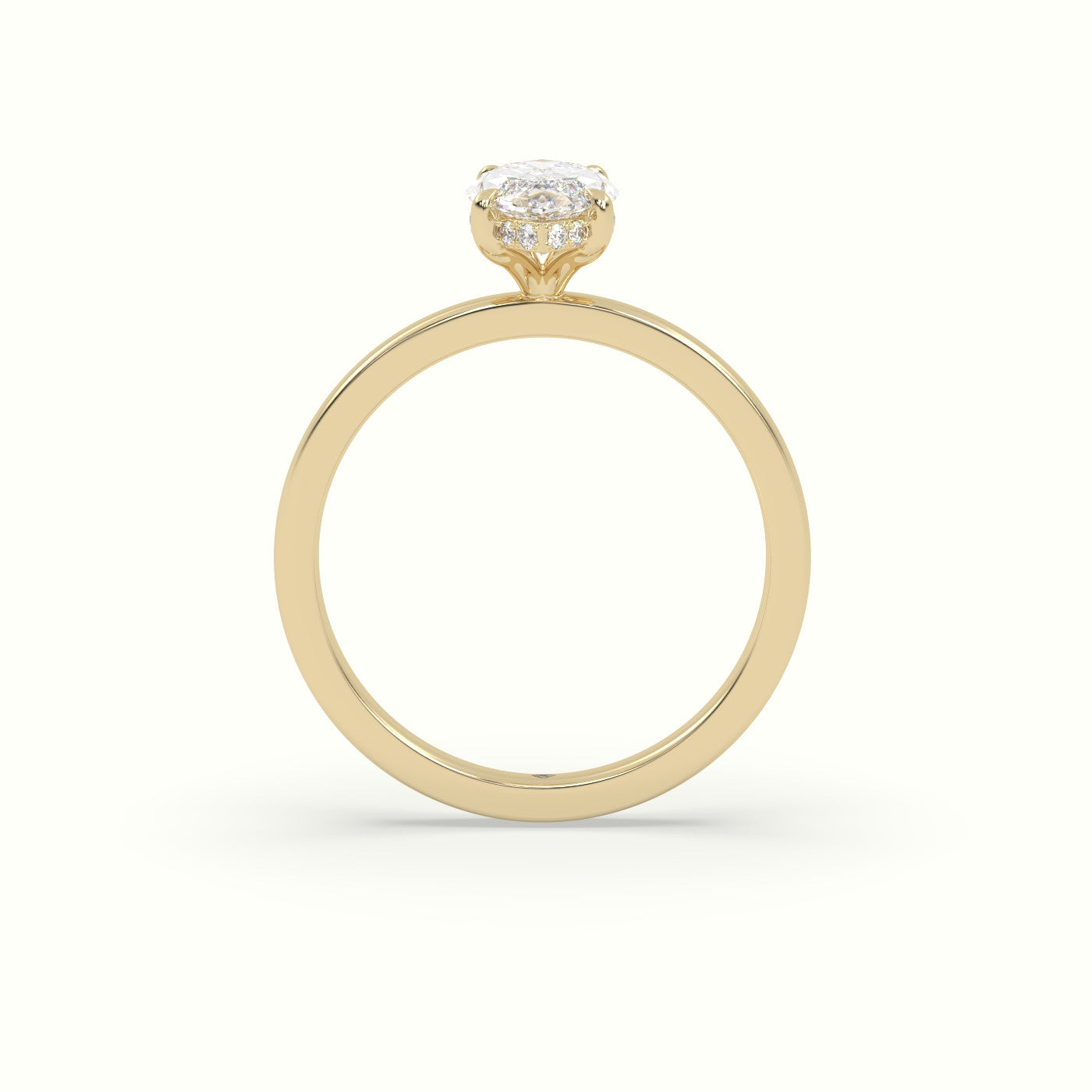 Marquise Cut Hidden Halo Engagement Ring — Yellow Gold