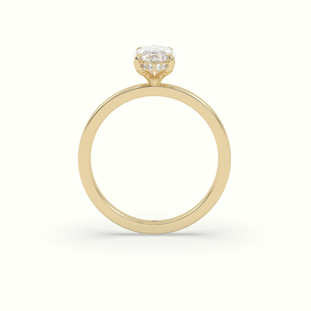 Marquise Cut Hidden Halo Engagement Ring — Yellow Gold