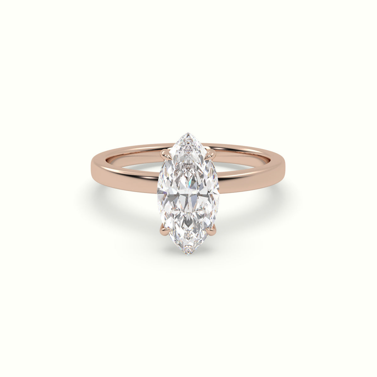 Marquise Cut Hidden Halo Engagement Ring — Rose Gold