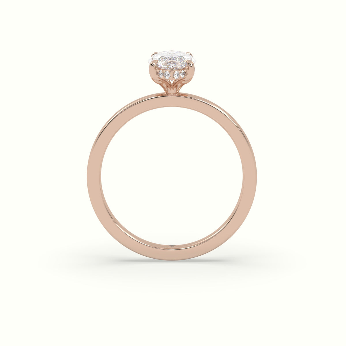Marquise Cut Hidden Halo Engagement Ring — Rose Gold