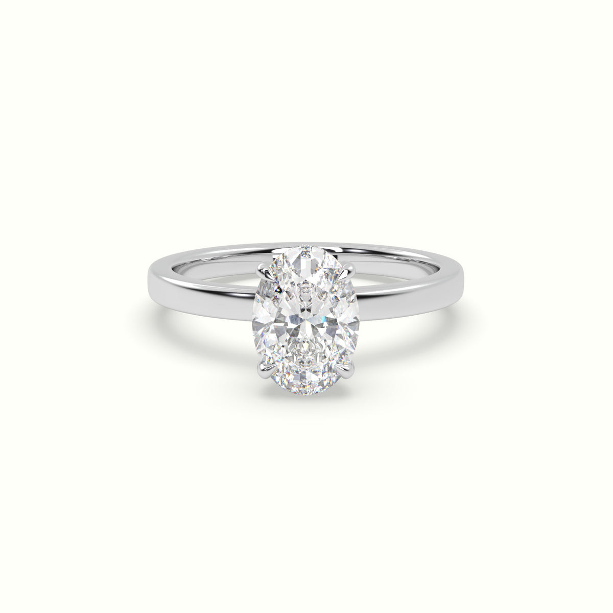 Oval Cut Hidden Halo Engagement Ring — White Gold