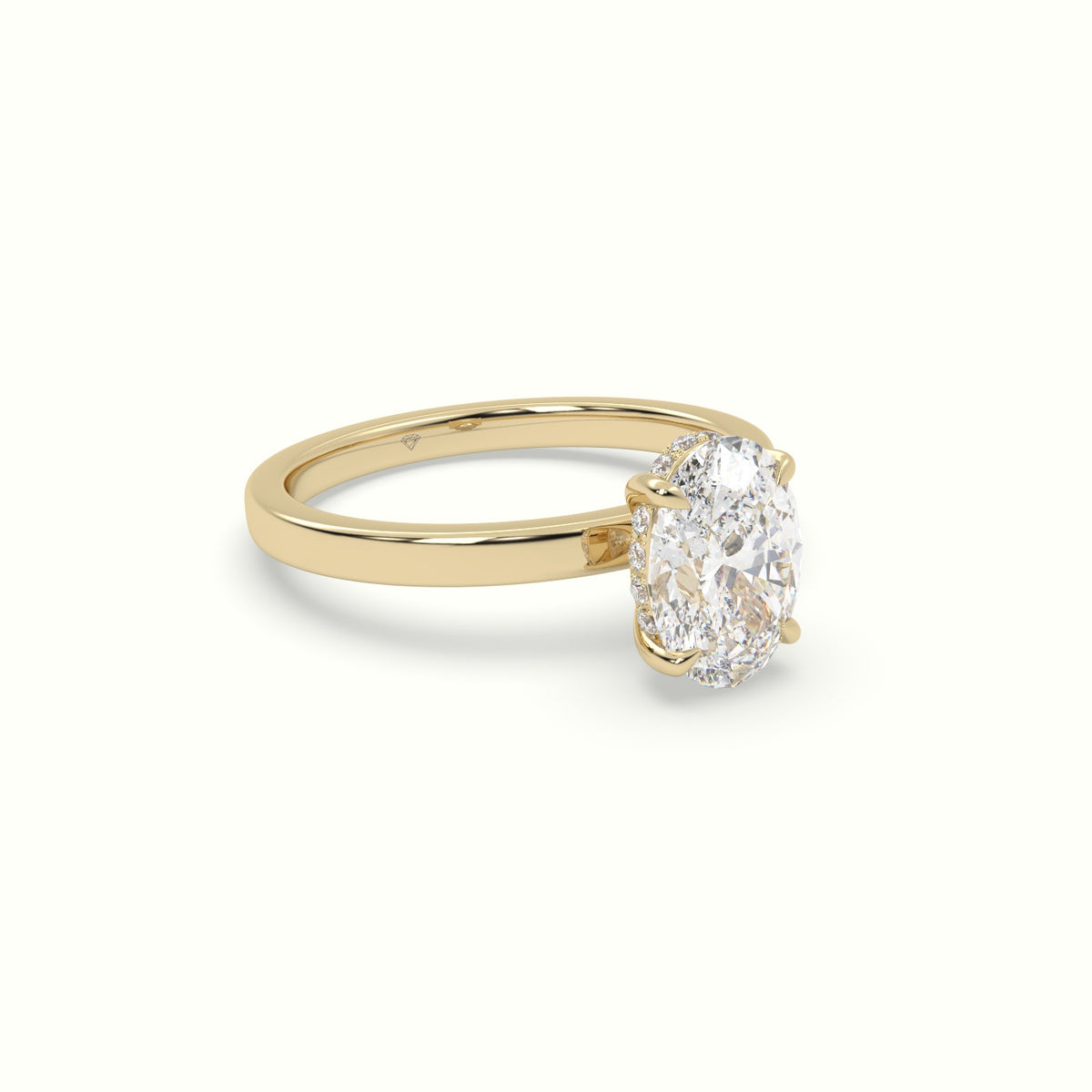 Oval Cut Hidden Halo Engagement Ring — Yellow Gold