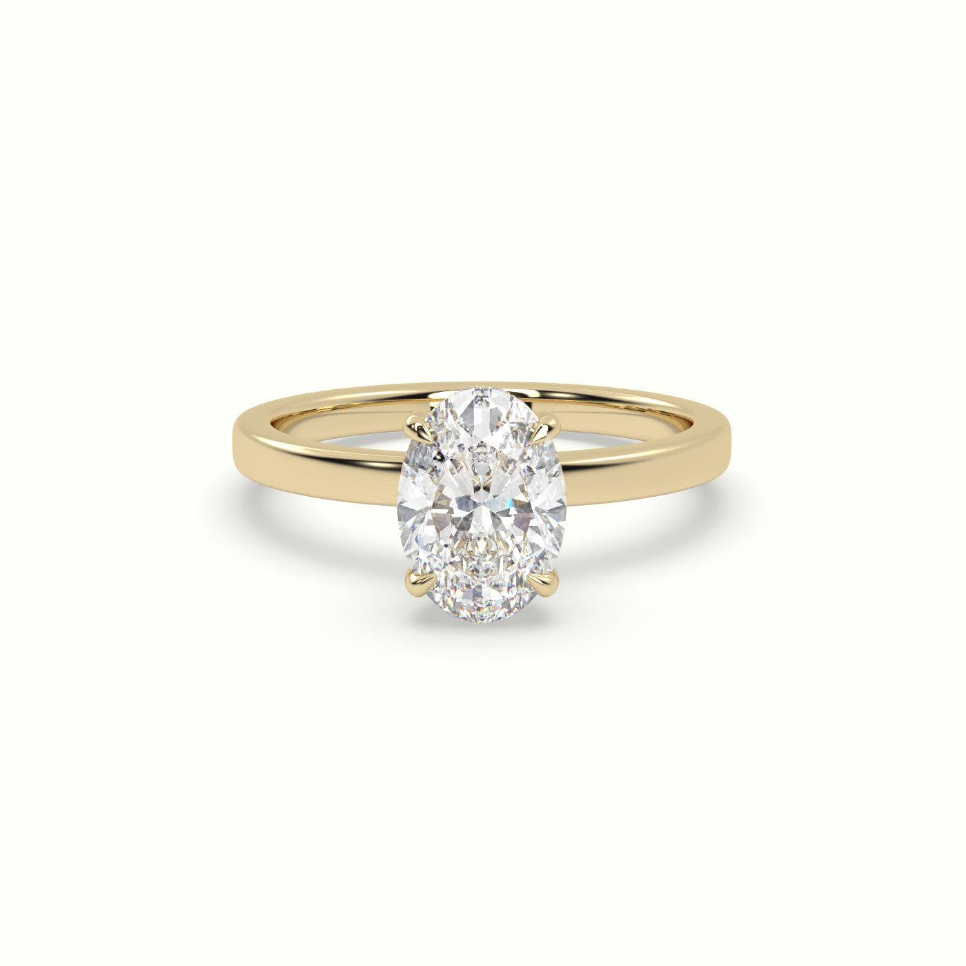 Oval Cut Hidden Halo Engagement Ring — Yellow Gold