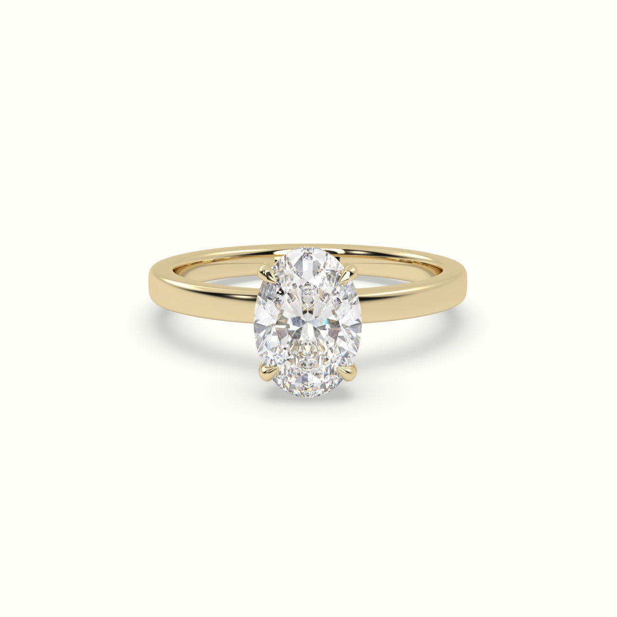 Oval Cut Hidden Halo Engagement Ring — Yellow Gold
