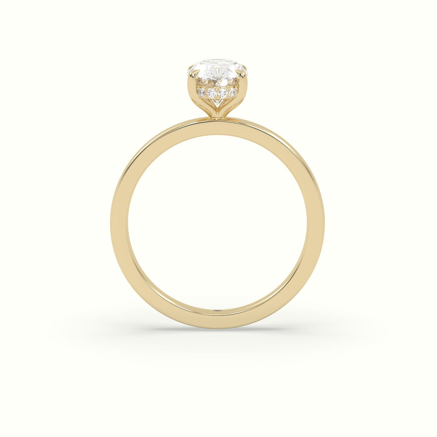 Oval Cut Hidden Halo Engagement Ring — Yellow Gold