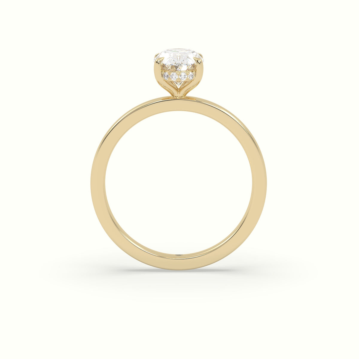 Oval Cut Hidden Halo Engagement Ring — Yellow Gold
