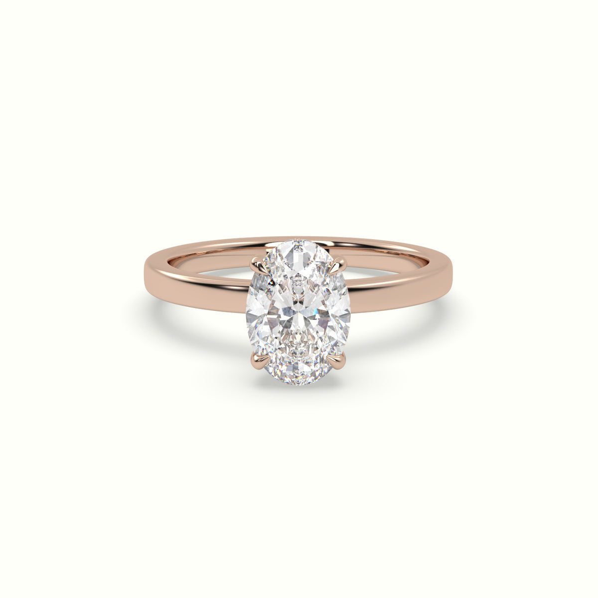 Oval Cut Hidden Halo Engagement Ring — Rose Gold