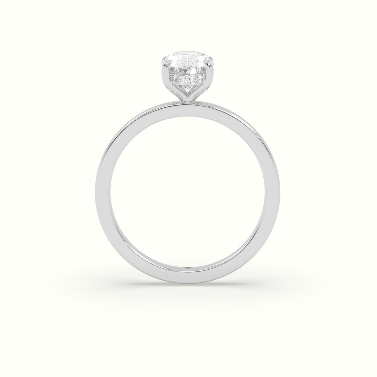 Oval Cut Hidden Halo Engagement Ring — White Gold