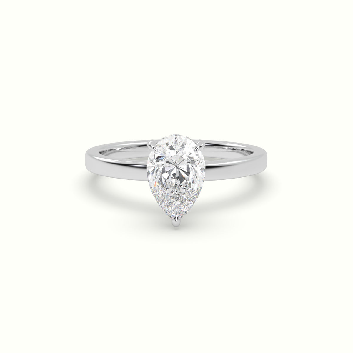 Pear Cut Hidden Halo Engagement Ring — White Gold