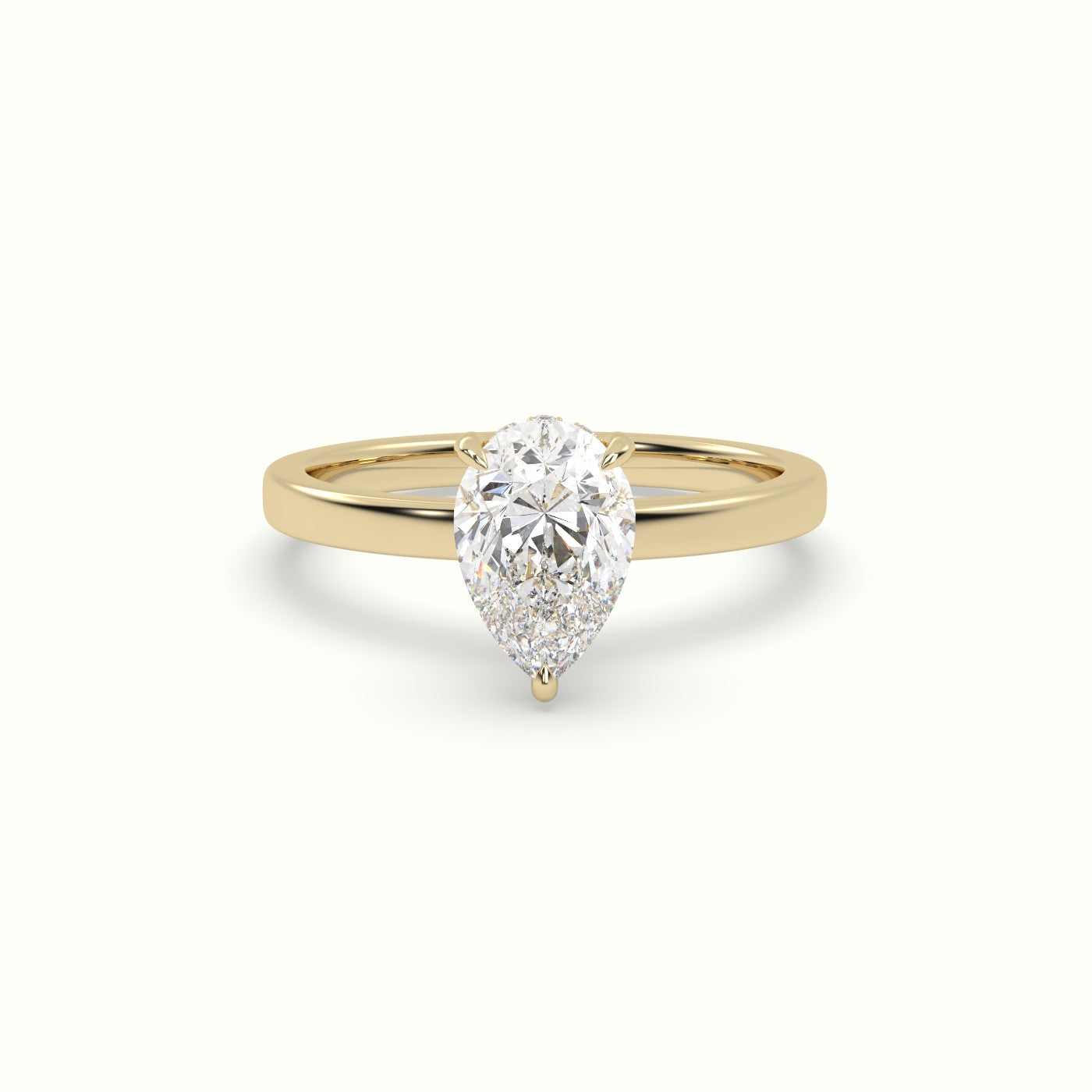 Pear Cut Hidden Halo Engagement Ring — Yellow Gold
