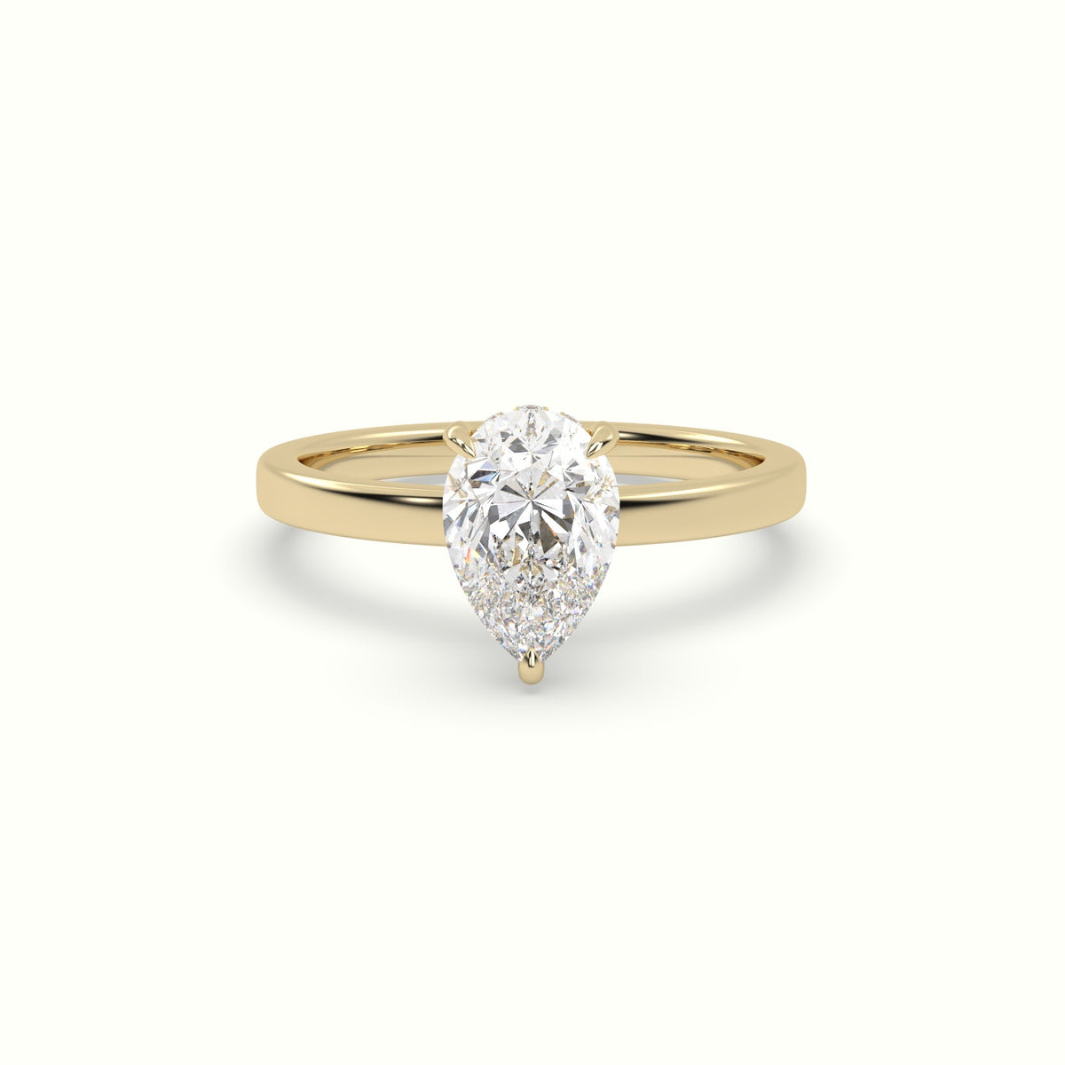 Pear Cut Hidden Halo Engagement Ring — Yellow Gold
