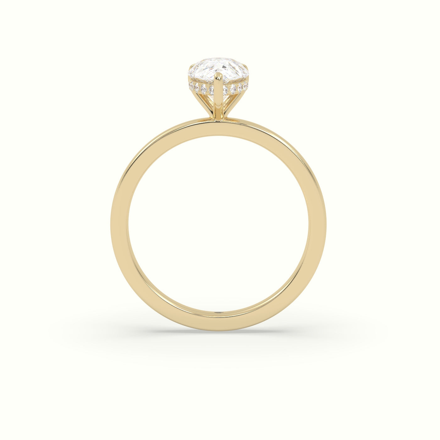 Pear Cut Hidden Halo Engagement Ring — Yellow Gold