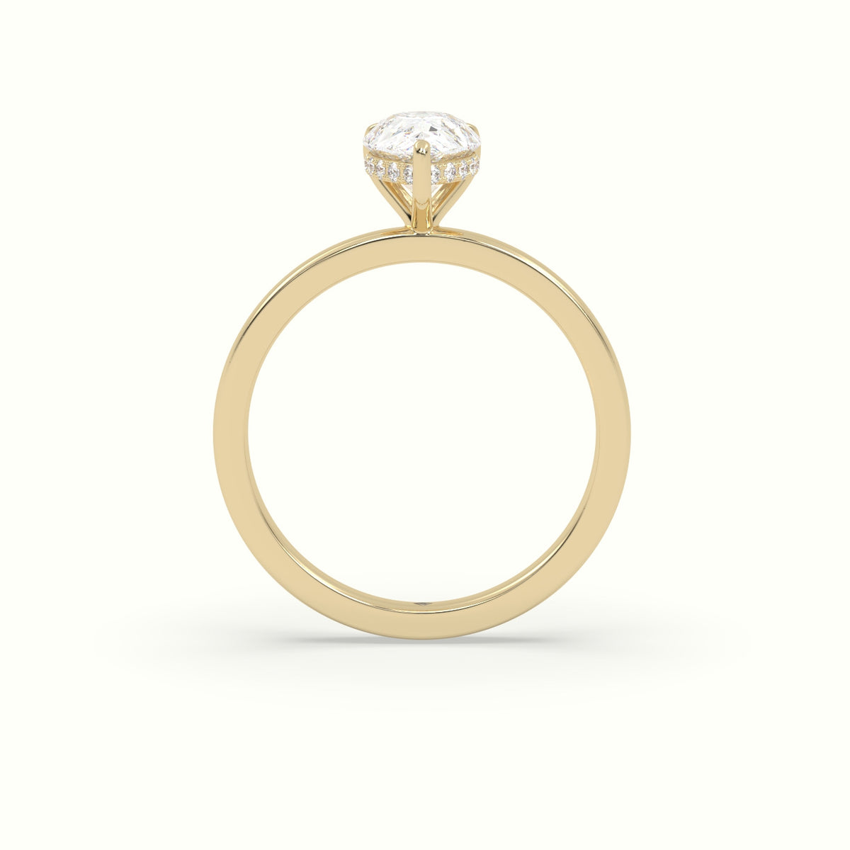 Pear Cut Hidden Halo Engagement Ring — Yellow Gold