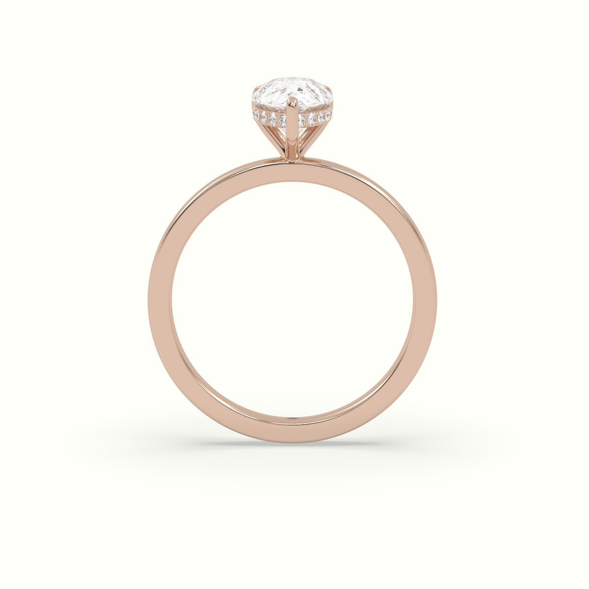 Pear Cut Hidden Halo Engagement Ring — Rose Gold