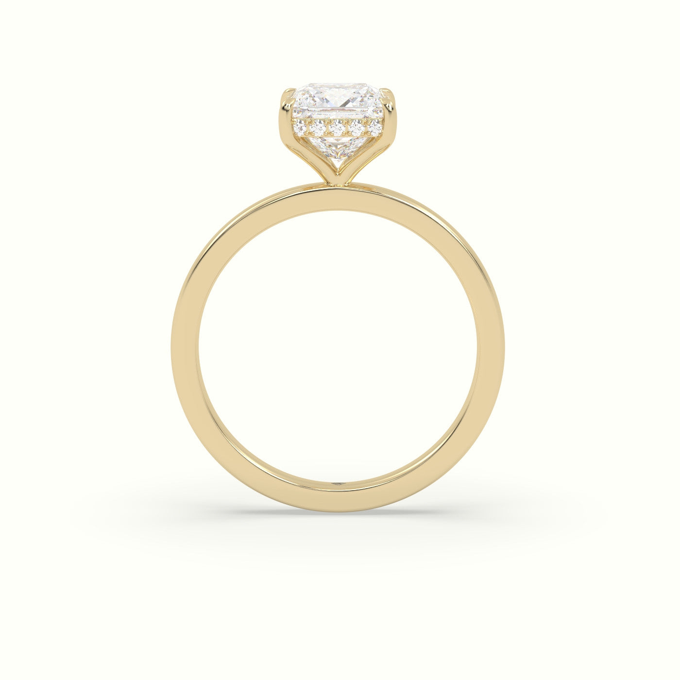 Princess Cut Hidden Halo Engagement Ring — Yellow Gold
