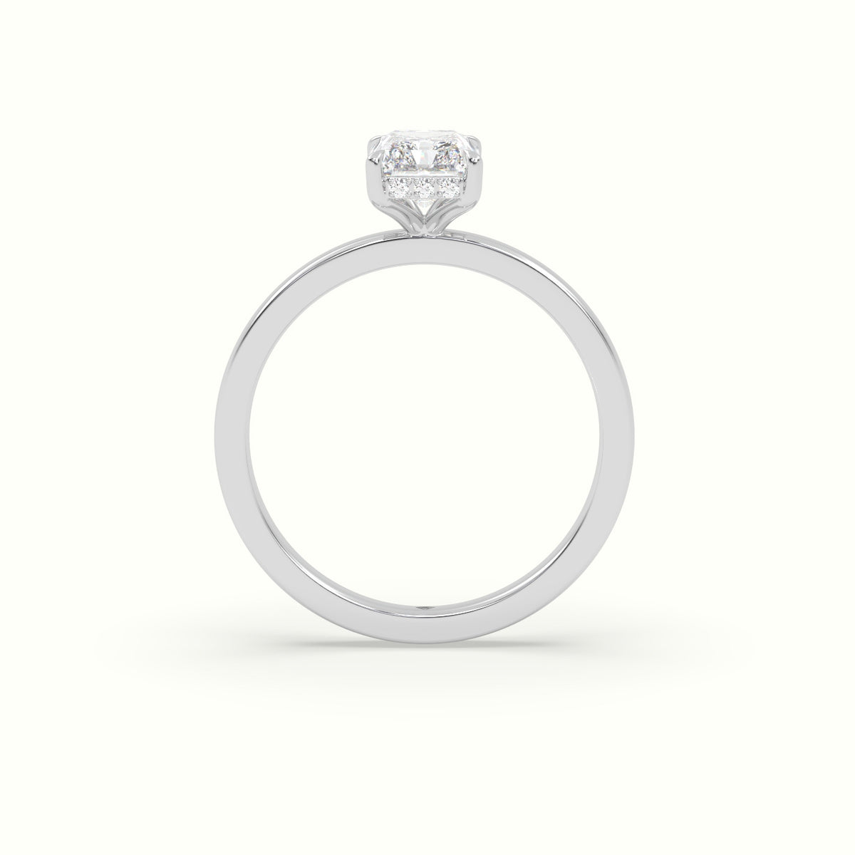 Radiant Cut Hidden Halo Engagement Ring — White Gold