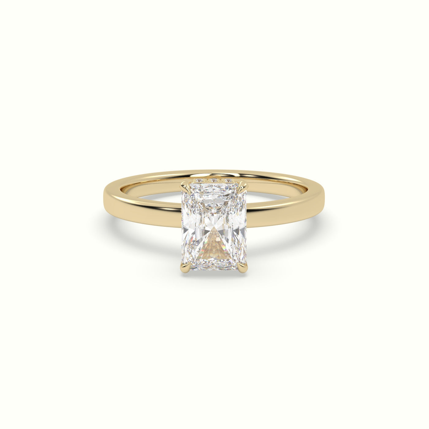 Radiant Cut Hidden Halo Engagement Ring — Yellow Gold