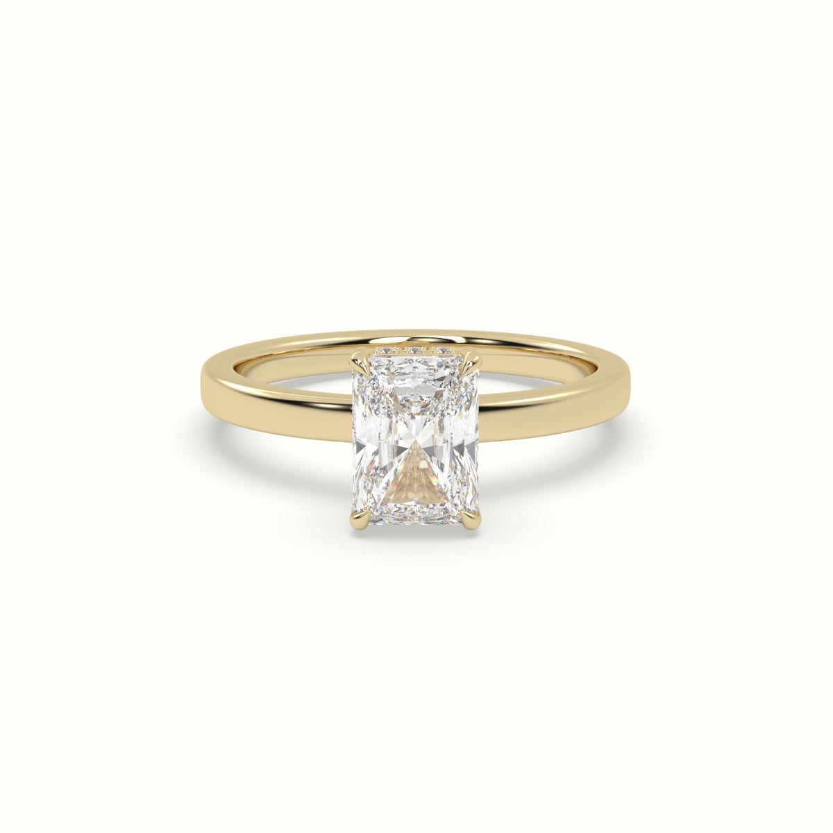 Radiant Cut Hidden Halo Engagement Ring — Yellow Gold